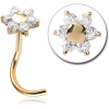 14k Gold Curved Prong Set Flower Nose Stud