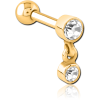 Gold Pvd Coated Surgical Steel Jewelled Tragus Micro Barbell