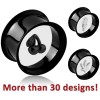 Black Pvd Coated Surgical Steel Double Flared Tunnel With Floating Charm