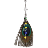 Rhodium Plated Brass Jewelled Navel Banana With Dangling Charm - Feather