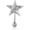 Rhodium Plated Brass Jewelled Navel Banana