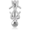 Rhodium Plated Brass Jewelled Navel Banana