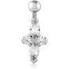 Rhodium Plated Brass Jewelled Navel Banana