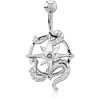 Rhodium Plated Double Jewelled Navel Banana