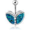 Surgical Steel Synthetic Mother Of Pearl Mosaic Navel Banana
