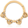 Gold Pvd 18k Coated Surgical Steel Hinge Segment Ring Triple Hearts