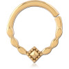 Gold Pvd 18k Coated Surgical Steel Hinge Segment Ring Petal Diamond Motif