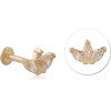 Gold Pvd 18k Coated Surgical Steel Internal Labret Triple Marquise Fan