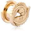 Gold Pvd 18k Coated Stainless Steel Tunnel Feather Cutout Front