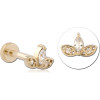14k Yellow Gold Threadless With Gold Pvd 18k Coated Titanium Threadless Labret Pin