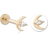 14k Yellow Gold Threadless With Gold Pvd 18k Coated Titanium Threadless Labret Pin