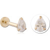 14k Yellow Gold Threadless Labret Pear Gem Solitaire Classic Design