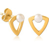 Gold Pvd Coated Surgical Steel Ear Studs Pair With Syntatic Pearl