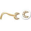 Gold Pvd Coated Surgical Steel Curved Jewelled Nose Stud