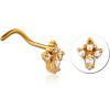 Gold Pvd Coated Surgical Steel Curved Jewelled Nose Stud