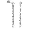 Surgical Steel Internal Labret Flat Back Double Clear Gem Chain Dangle