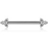 Surgical Steel Nipple Piercing Internal Threaded Bar With Charm Jewelled