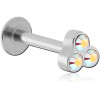 Surgical Steel Micro Labret With Triple Jewelled Attachment