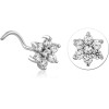 Surgical Steel Curved Prong Set Jewelled Nose Stud