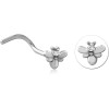 Surgical Steel Curved Jewelled Nose Stud - Bee