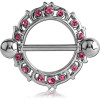 Surgical Steel Jewelled Nipple Shield - Flames
