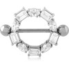 Surgical Steel Nipple Shield Circular Halo Mixed Cut Clear Gems Barbell