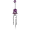 Titanium Internal Navel Banana Purple Gem Cluster With Triple Chains