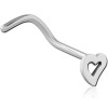 Titanium Curved Nose Stud - Heart