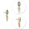 14k Yellow Gold Threadless Top Marquise Aquamarine Gem With Graduated Triple Gem Dangle