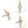 14k Yellow Gold Top With Titanium Threadless Pin Beaded Bar With Pink Bezel Gem