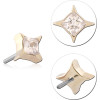 14k Yellow Gold Threadless Top Princess Gem Four-point Star Design