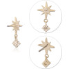 14k Yellow Gold Top With Titanium Threadless Pin Starburst Drop Gem