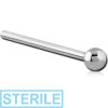 Sterile Surgical Steel Straight Ball Nose Stud 15mm