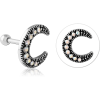 Surgical Steel Jewelled Tragus Micro Barbell - Crescent