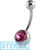Sterile Titanium Internally Threaded High End Crystal Jewelled Navel Banana