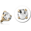 Zircon Gold Pvd Coated Surgical Steel Round Prong Set Jewelled For 1.2mm Internally Threaded Pins