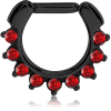 Black Pvd Coated Surgical Steel Round Jewelled Hinged Septum Clicker