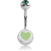 Surgical Steel Value Crystaline Heart Double Jewelled Navel Banana