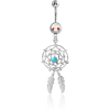 Surgical Steel Jewelled Navel Banana With Dreamcatcher Feathers Charm