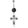 Surgical Steel Jewelled Navel Banana With Dangling Charm - Cross
