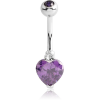 Surgical Steel Heart 8mm Cz Double Jewelled Navel Banana