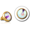 Gold Pvd Coated Surgical Steel Swarovski Crystal Jewelled Ball For 1.2mm Internally Threaded Pin