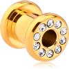 Gold Pvd Coated Stainless Steel Jewelled Round Tunnel (12 Stones Pp9) Empty Part