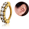 Gold Pvd Coated Surgical Steel Prong Set Crystal Jewelled Rook Clicker