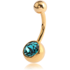Gold Pvd Coated Titanium Swarovski Crystal Jewelled Navel Banana