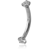 Surgical Steel Internally Threaded Double Prong Set Jewelled Curved Micro Barbell