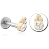 14k Gold Jewelled Attachment With Surgical Steel Internally Threaded Micro Labret Pin