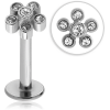 Surgical Steel Micro Labret With Jewelled Attachment - Flower