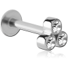 Surgical Steel Micro Labret With Attachment - Tripple Jewelled