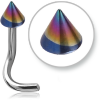 Surgical Steel 1.2mm Threading Curved Nose Stud With Anodised Cone